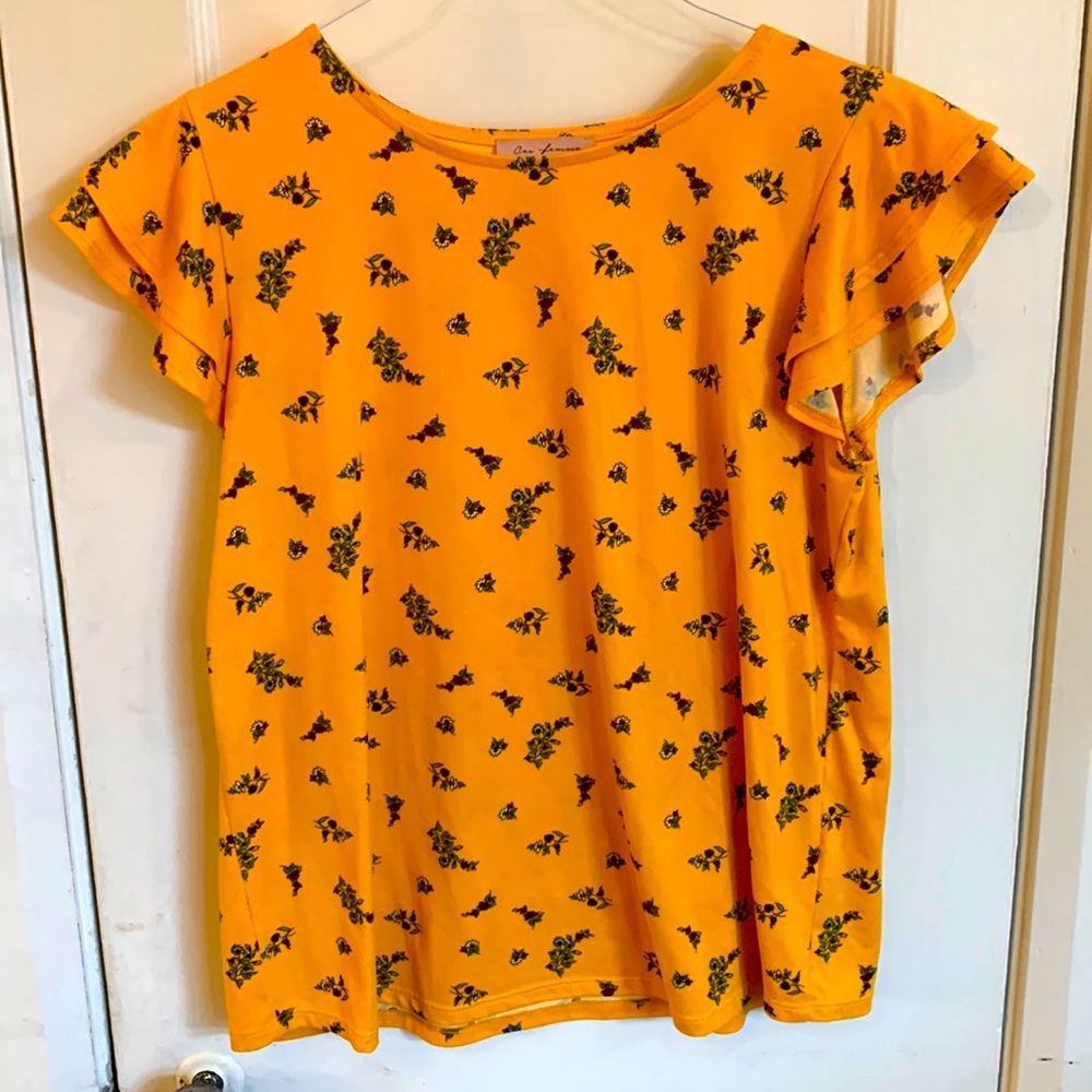 Ces Femme Floral Goldenrod Top Ruffle Tee